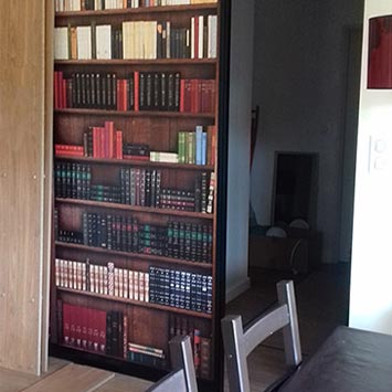 Bookcase wallpaper on a sliding door