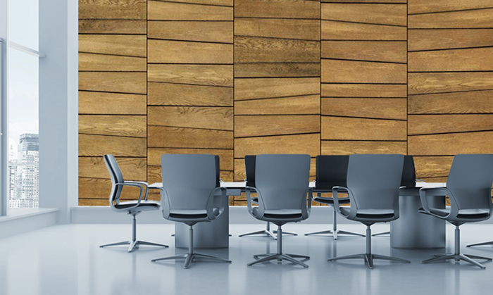 Wooden decoration in a meeting room