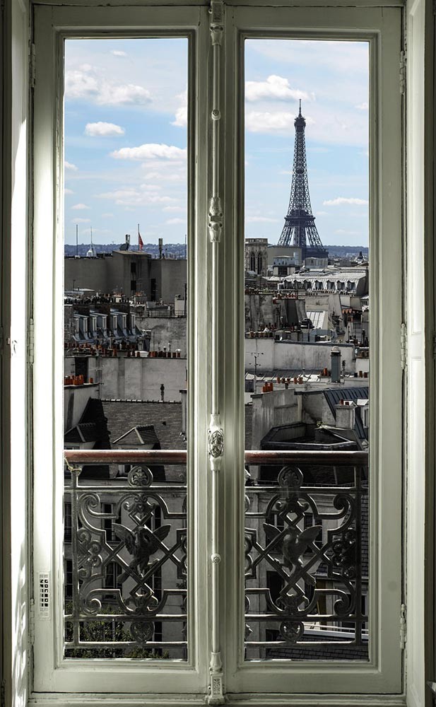 Mural window  trompe l’oeil picture in a meeting room