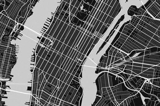 Black and white map of New York